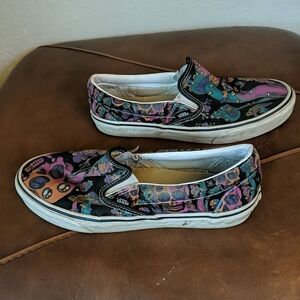 Vans Trippy Dip Classic Slip On Skull Mushroom Shoes Sneakers Size 9.5 Men's